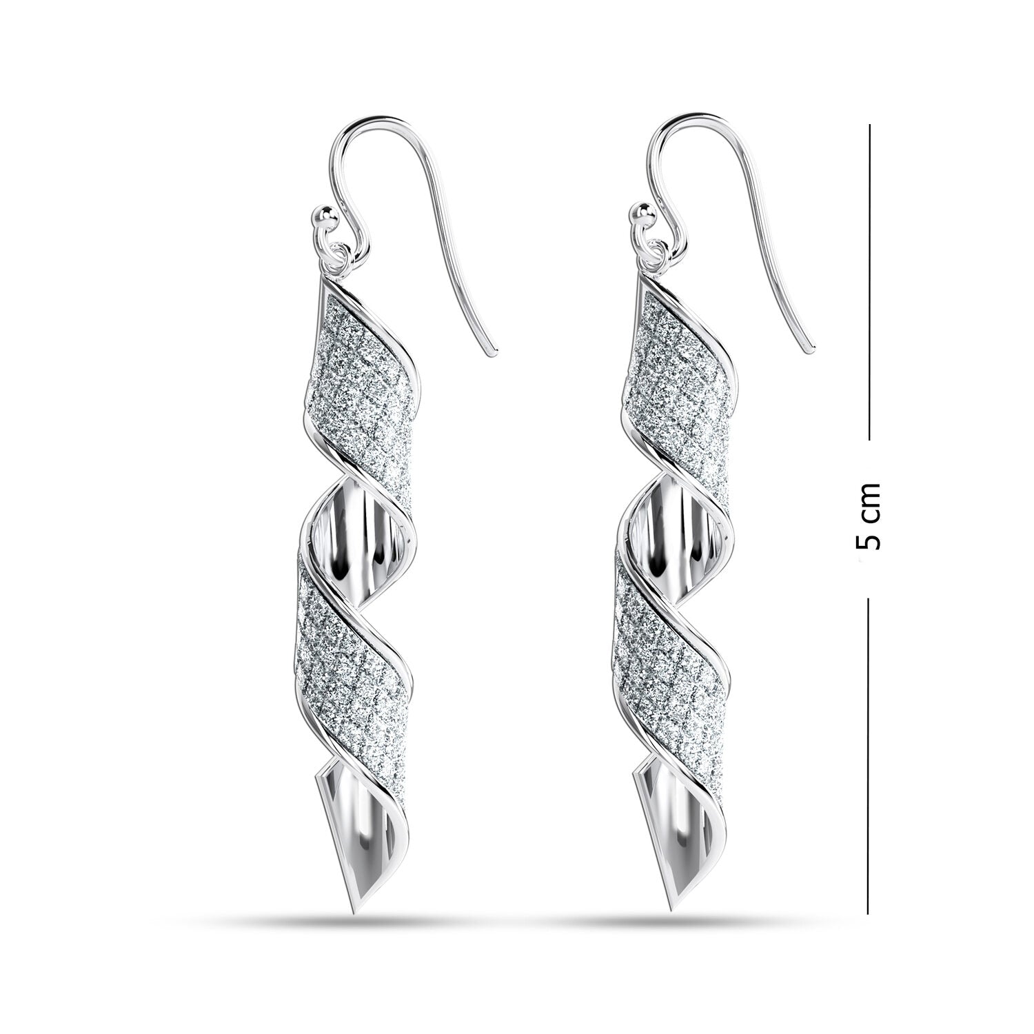 925 Sterling Silver Twist Glitter Light-Weight Drop Dangle Earrings for Women Teen