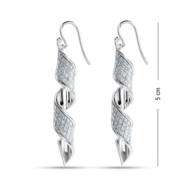 925 Sterling Silver Twist Glitter Light-Weight Drop Dangle Earrings for Women Teen