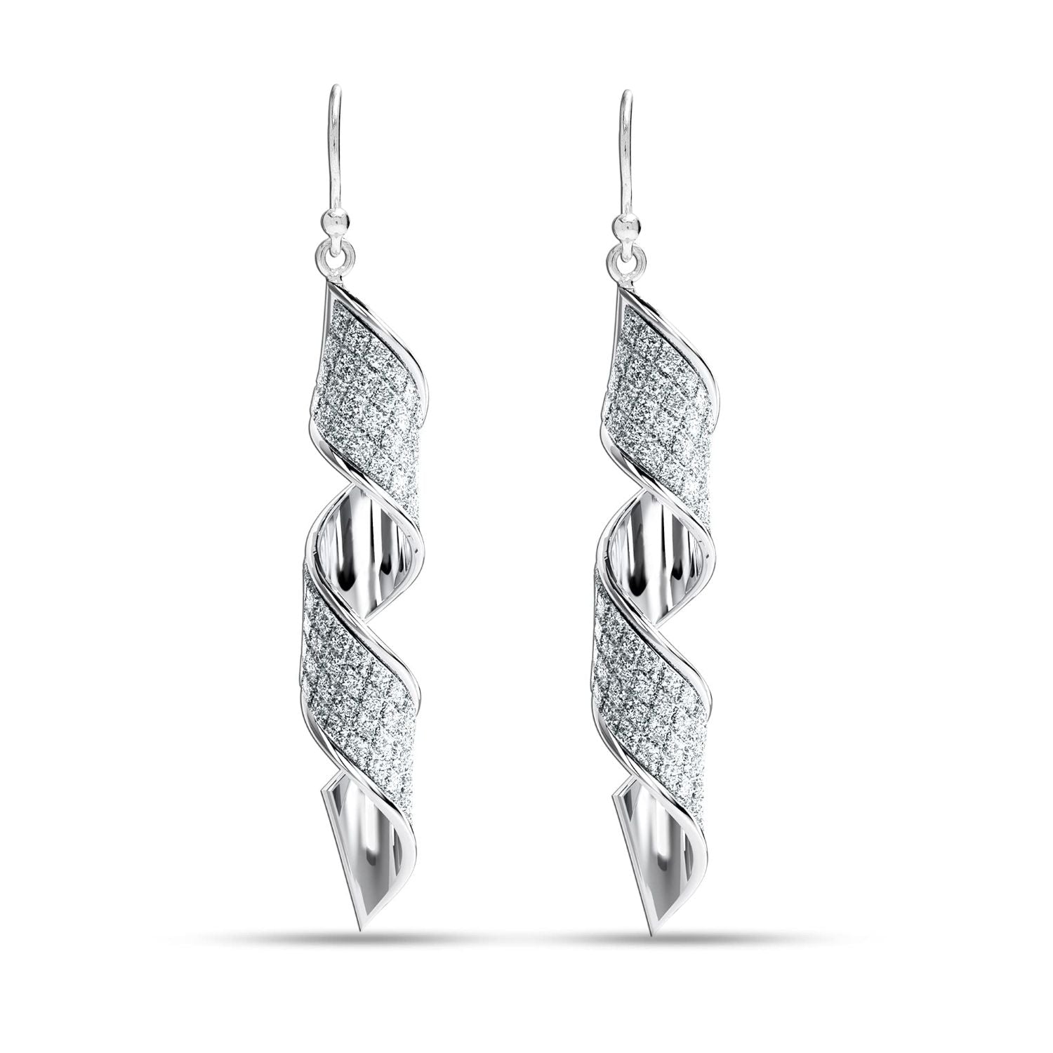 925 Sterling Silver Twist Glitter Light-Weight Drop Dangle Earrings for Women Teen