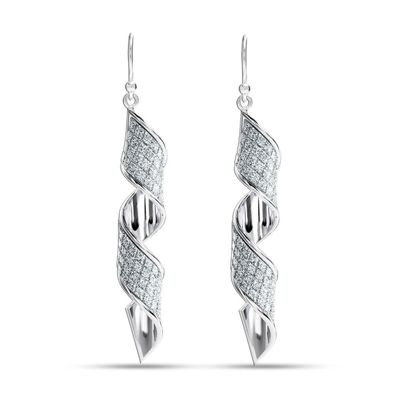 925 Sterling Silver Twist Glitter Light-Weight Drop Dangle Earrings for Women Teen