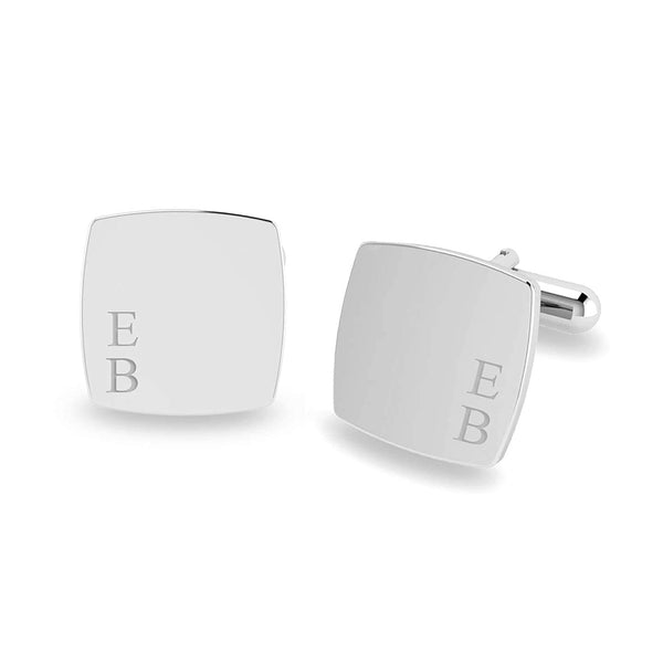 Personalised 925 Sterling Silver Alphabet Square Initial Cufflink for Men and Boys