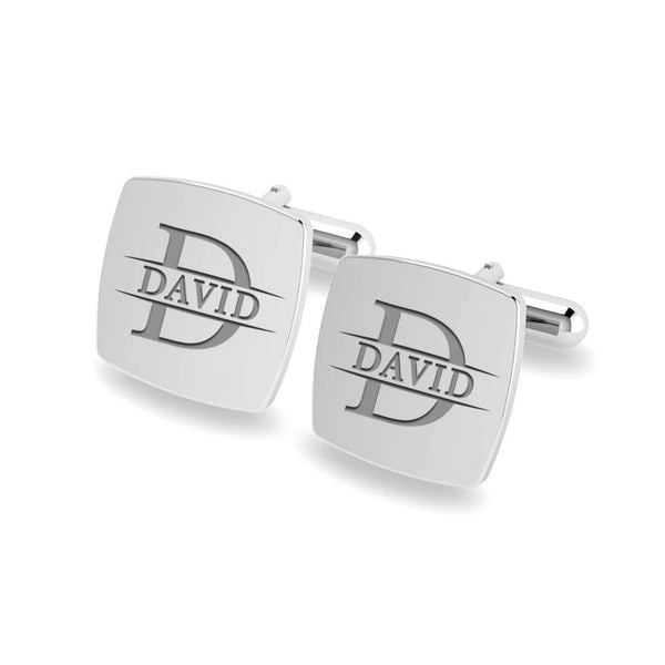 Personalised Engraved Initial or Name Designer Square Cufflinks for Men and Boys