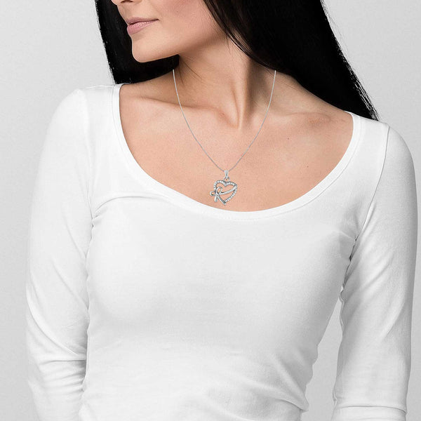 925 Sterling Silver CZ Love Knot Pendant Necklace for Teen Women