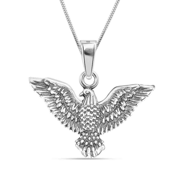 925 Sterling Silver Oxidized Eagle Pendant Necklace for Men