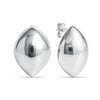 Pair of silver teardrop earrings on a white background