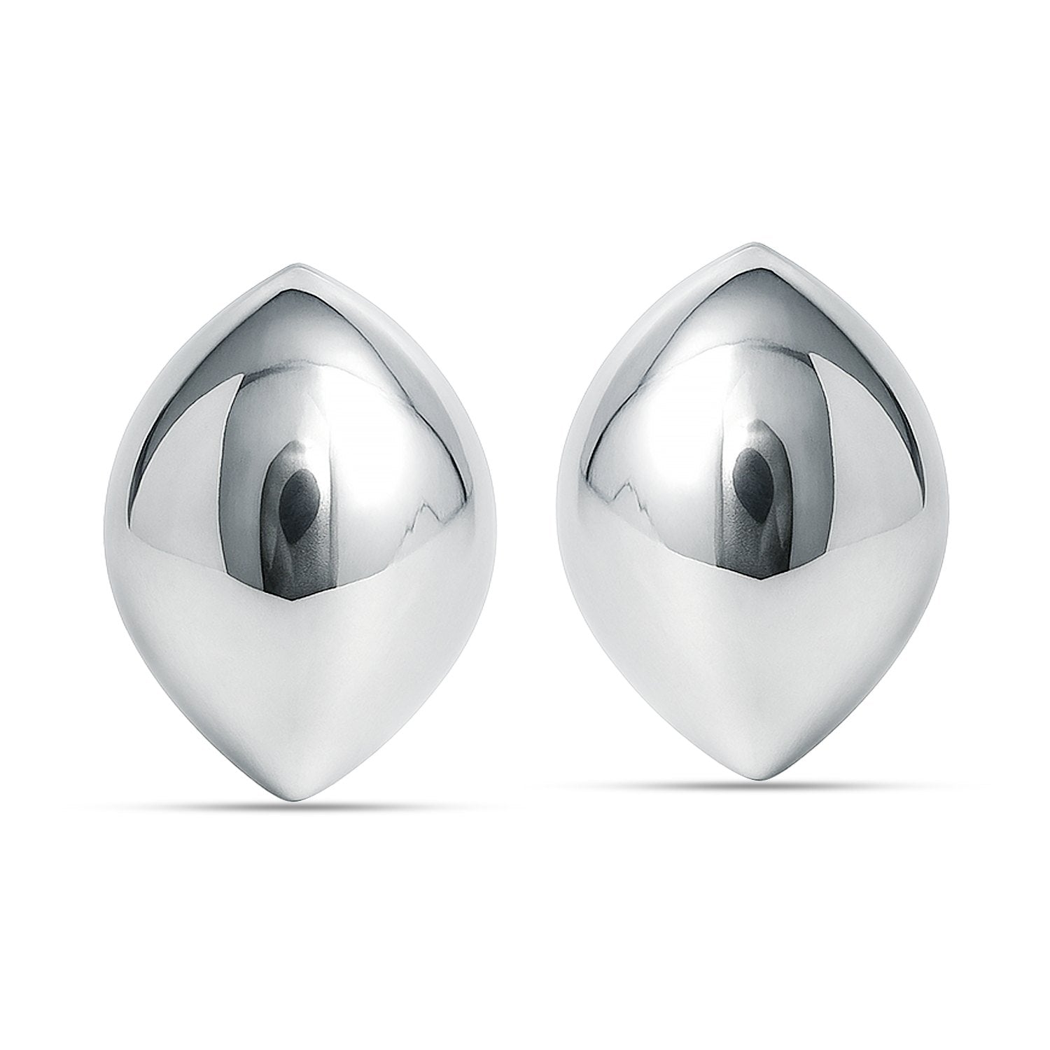 925 Sterling Silver Oval Dome Marquise Stud Earrings For Women