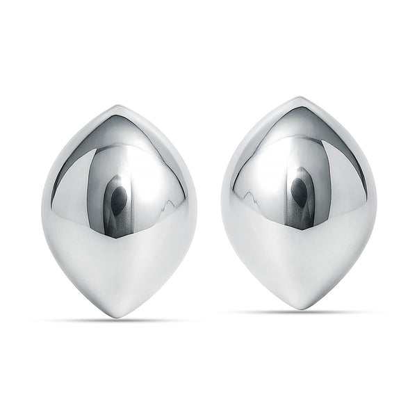 925 Sterling Silver Oval Dome Marquise Stud Earrings For Women