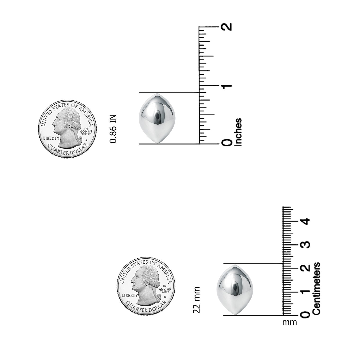 925 Sterling Silver Oval Dome Marquise Stud Earrings For Women