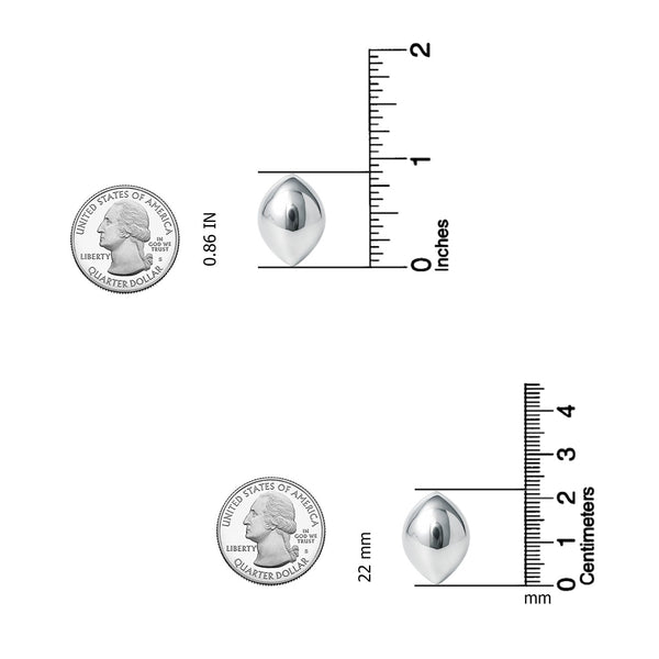 925 Sterling Silver Oval Dome Marquise Stud Earrings For Women