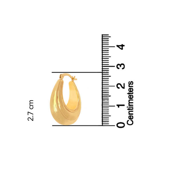 925 Sterling Silver 14K Gold Plated Oval Lightweight Shrimp Classic Hoop Earrings for Women Teen