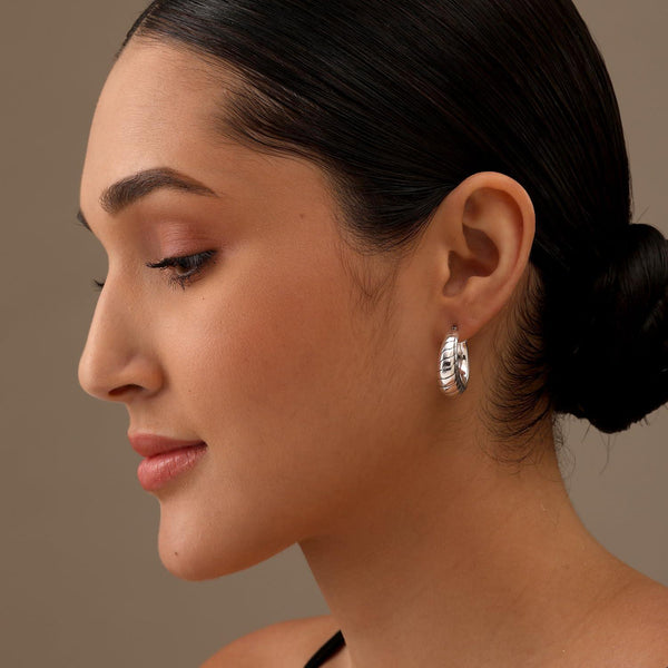 925 Sterling Silver Antique Braided Twisted Filigree Lightweight Bali Style Chunky SMALL Click-Top Hoop Earrings for Women