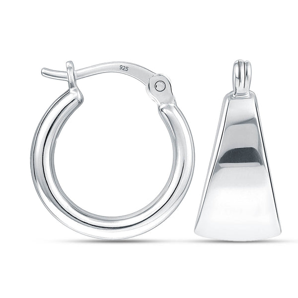 925 Sterling Silver Lightweight Wide Round Sleeper Hoop Earrings for Women