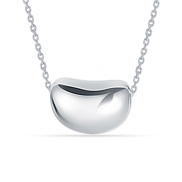 925 Sterling Silver Minimalist Pear-Shaped Pebble Pendant Necklace for Women
