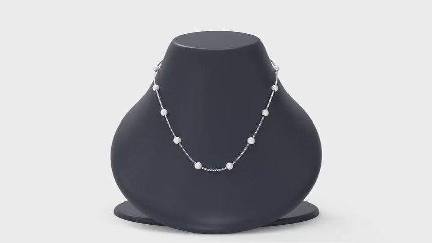 LeCalla Buy 925 Sterling Silver Italian Pearl Station Chain