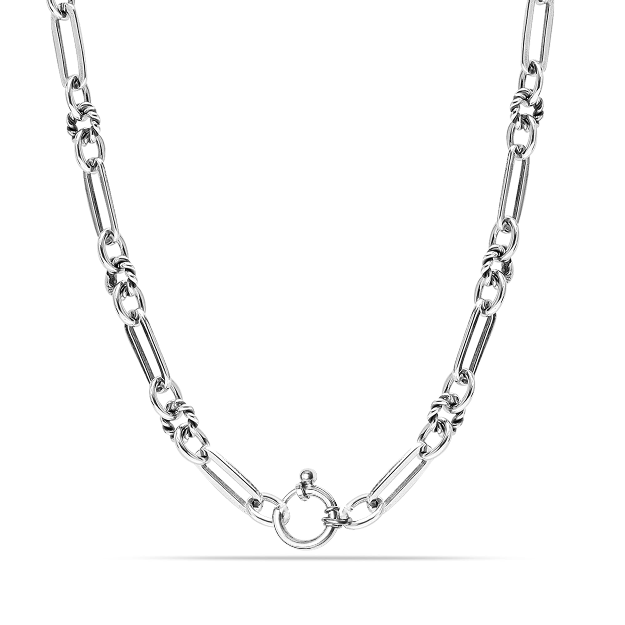 925 Sterling Silver Antique PaperClip Link Chain for Women