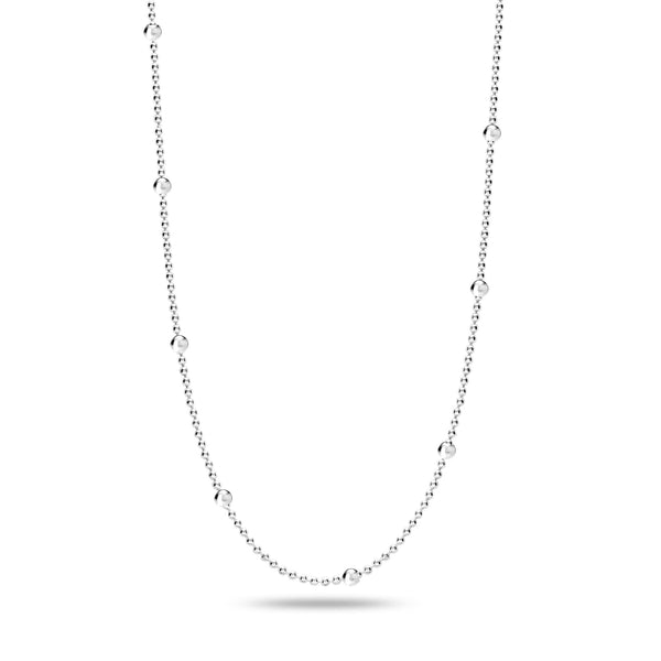925 Sterling Silver Italian Ball Bead Station Chain Necklace for Women