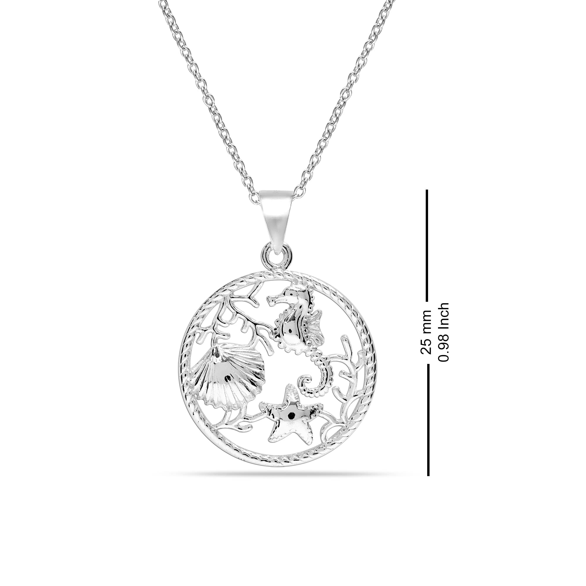 925 Sterling Silver Sea Life Pendant Necklace for Teen Women