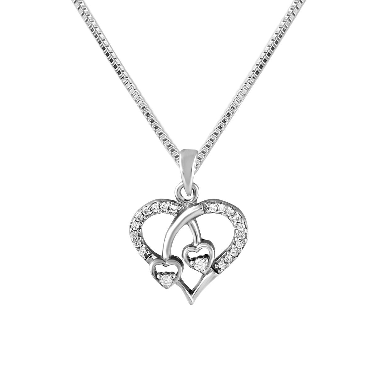 Buy 925 Sterling Silver Heart Design Zircon Pendant Necklace for Women