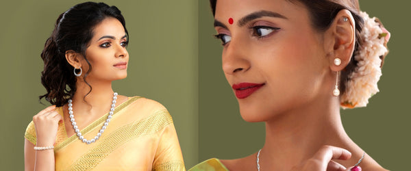 Stylish Silver Jewellery for Yellow Saree from Truesilver