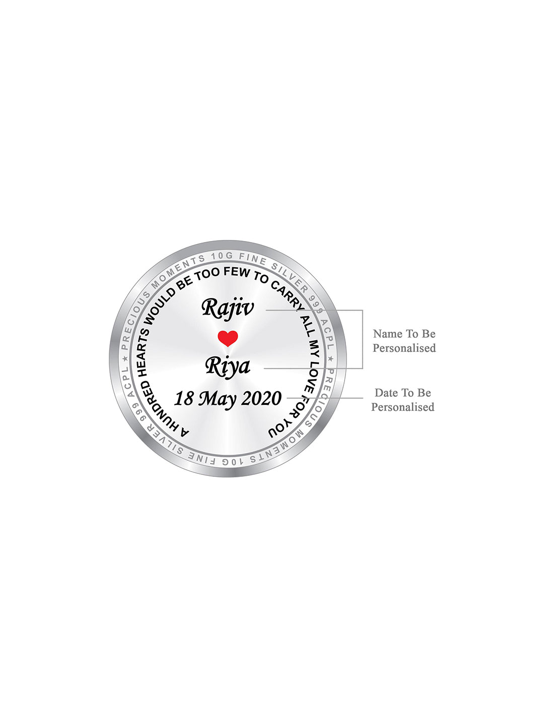 BIS Hallmarked Personalised Anniversary Silver Coin 999 Purity