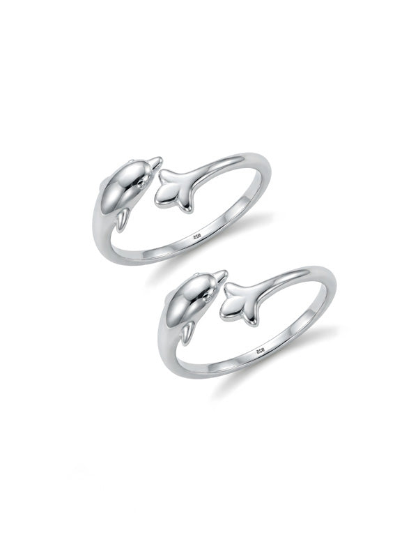 Sea Spirit Dolphin Inbuilt Silver Toe Ring