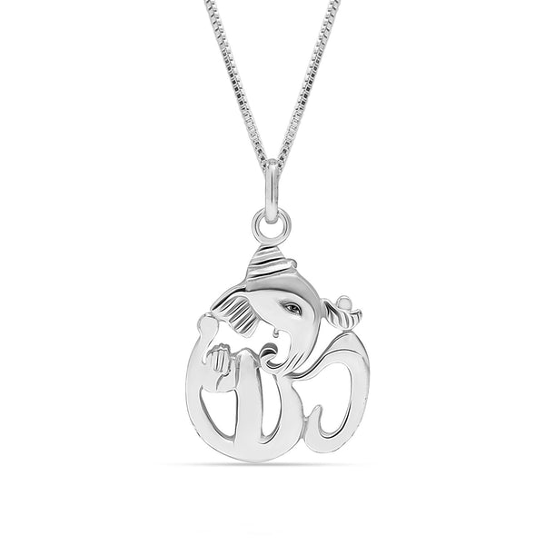 925 Sterling Silver Lord Ganeshji Pendant Necklace for Men and Women