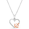 925 Sterling Silver CZ Heart with Anchor Pendant Necklace for Teen Women