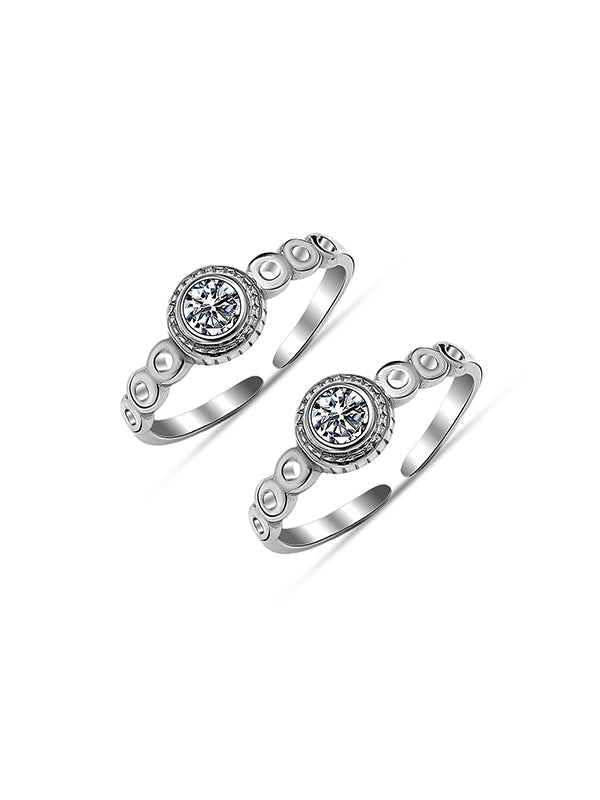 Rhodium CZ Classic Toe Ring