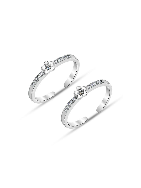 CZ Flower Adjustable Toe Ring