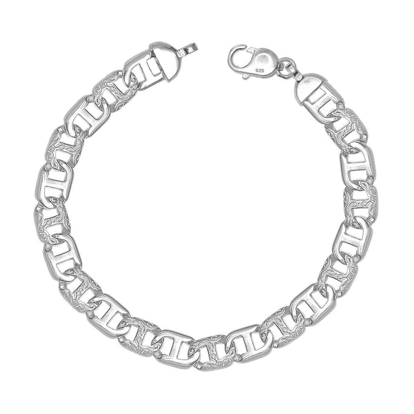 925 Sterling Silver Mariner Link Chain Heavy Bracelet for Men and Boys