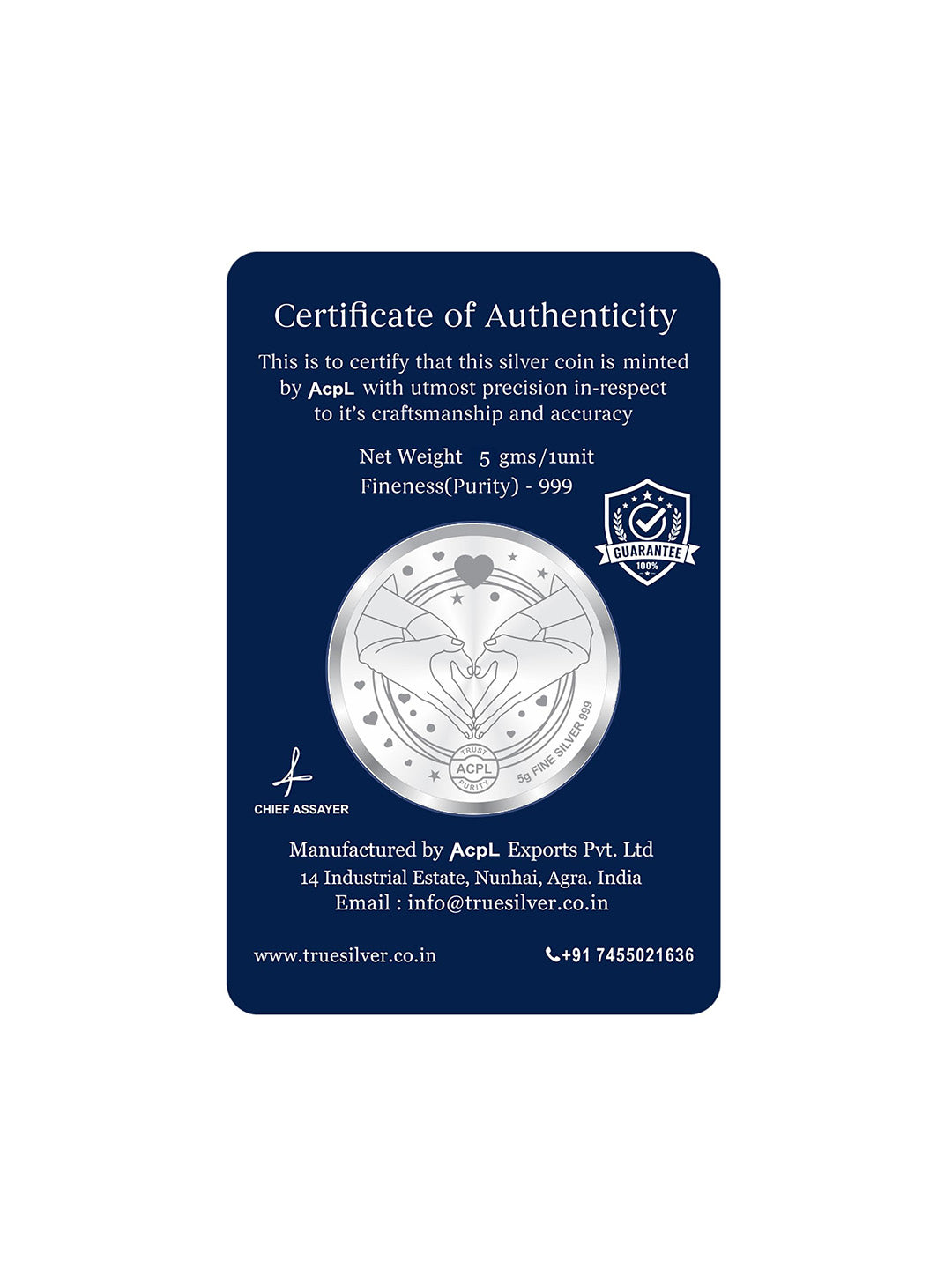 Wedding-Anniversary Marriage Gift 999 Pure 5 Gram Silver Coin