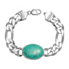 925 Sterling Silver Figaro Chain Turquoise Stone Fancy Salman Khan Bracelet for Men