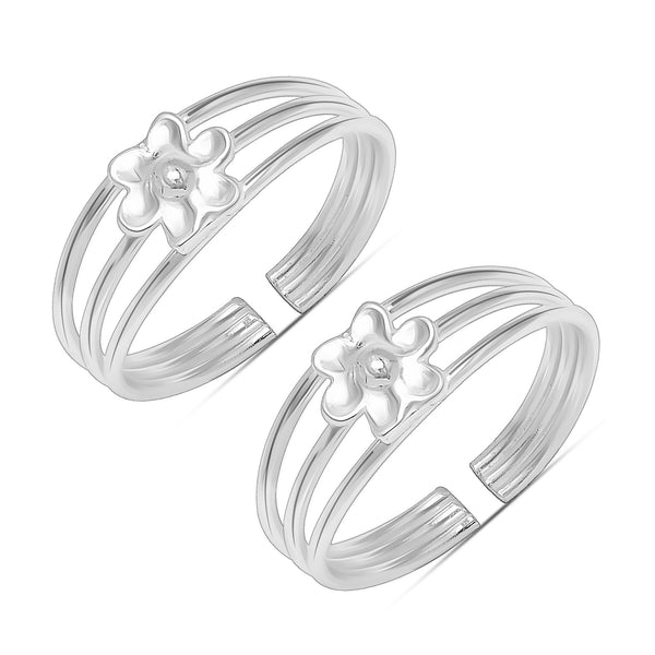 925 Sterling Silver Floral Style Toe Ring for Women