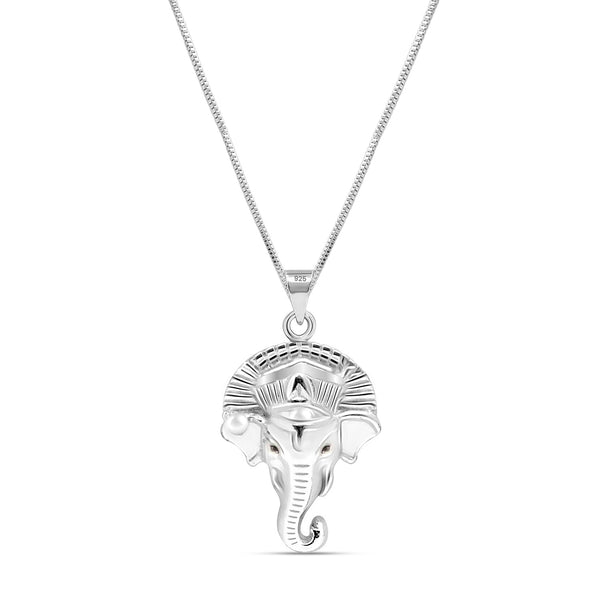 925 Sterling Silver Lord Ganesh Pendant Necklace for Men & Women