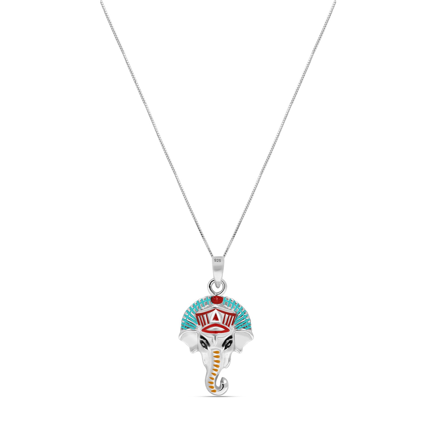 925 Sterling Silver Ganesha Ji Pendant Necklace for Men's