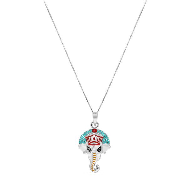 925 Sterling Silver Ganesha Ji Pendant Necklace for Men