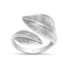 925 Sterling Silver Oxidized Leaf Design Adjustable Ring for Women