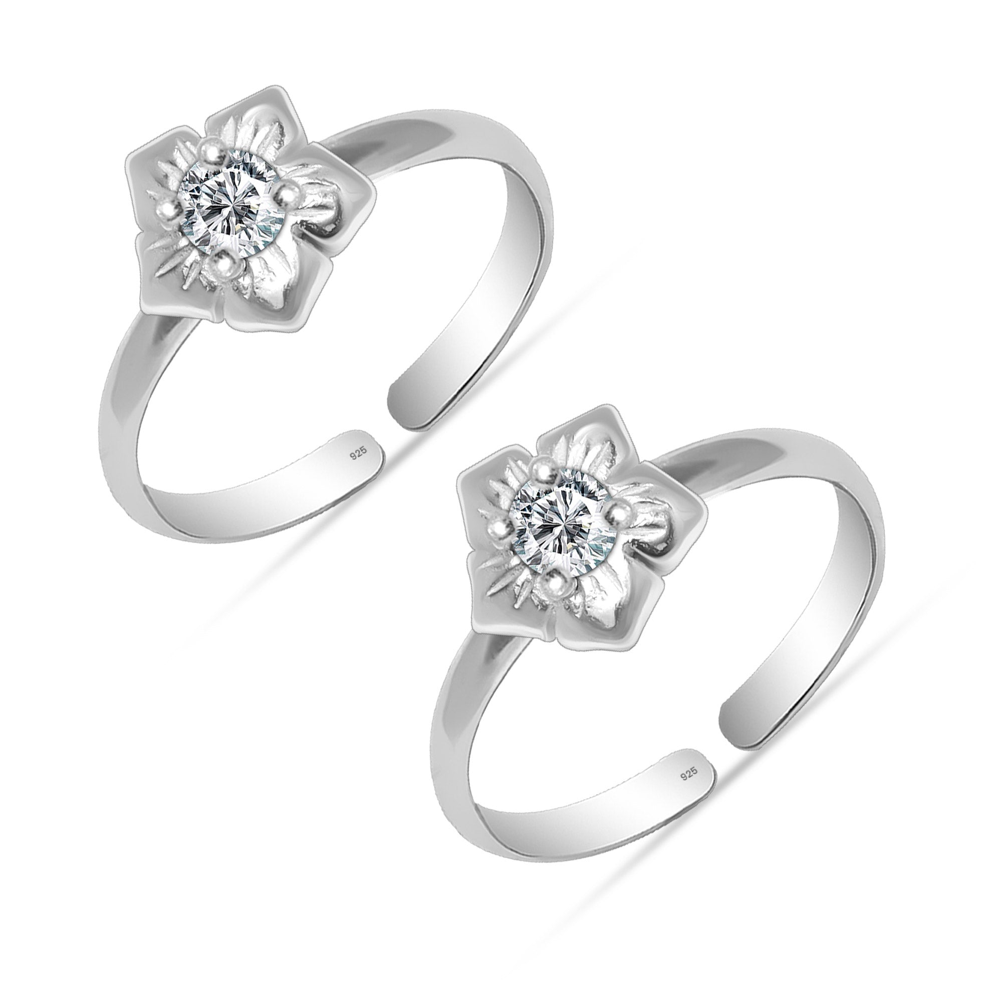 925 Sterling Silver Cz Floral Toerings for Women