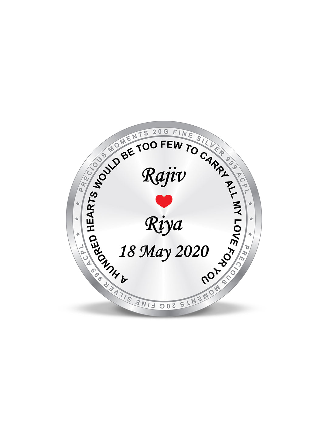 BIS Hallmarked Personalised Anniversary Silver Coin 999 Purity