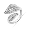 925 Sterling Silver Oxidized Leaf Design Adjustable Ring for Women