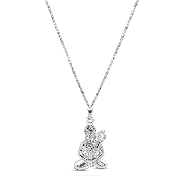 925 Sterling Silver Cubic Zirconia Hanuman Pendant Necklace for Men