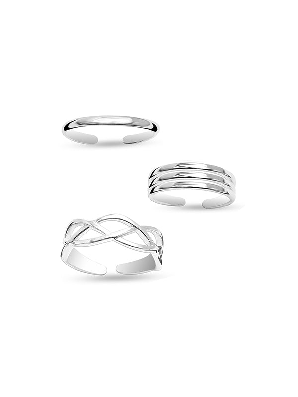 Classic Beach Band Toe Ring Set - 3 Pieces