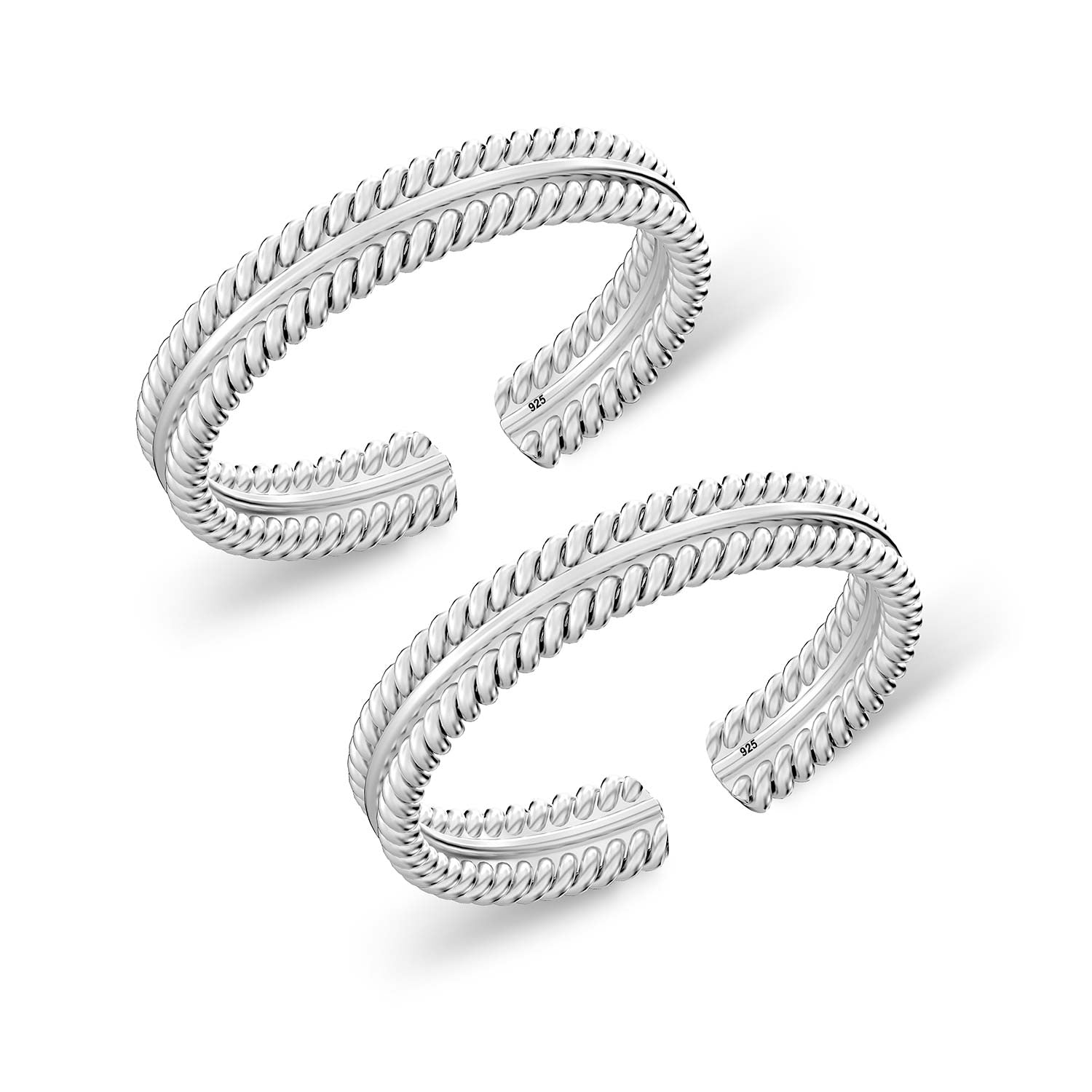 925 Sterling Silver Designer Band Toerings for Women