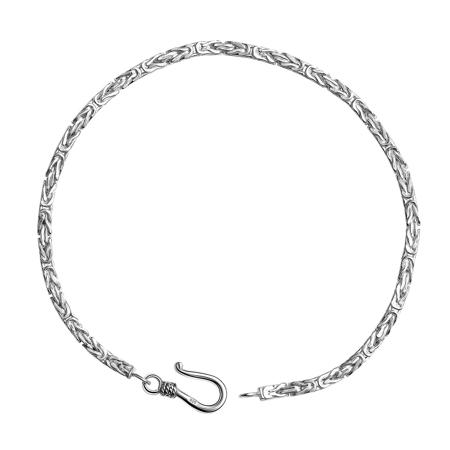925 Sterling Silver Designer Byzantine Chain Bracelet for Men and Boys 8.5 Inches