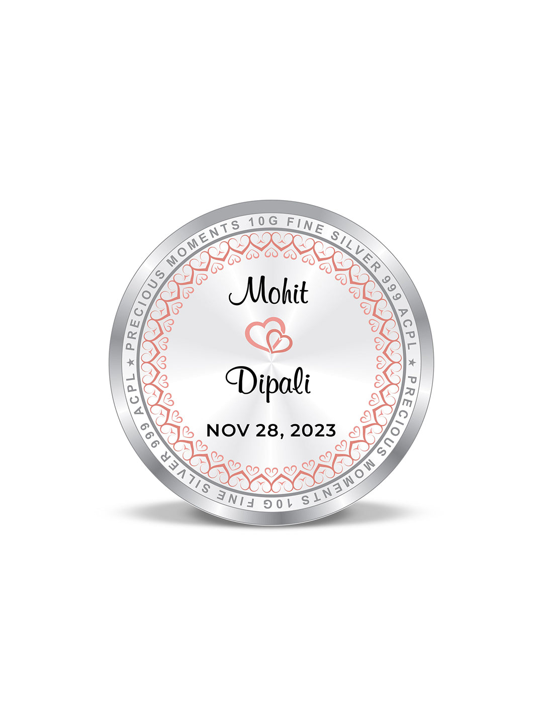 BIS Hallmarked Personalised Newly Married Anniversary beautiful Silver Coin 999 Purity