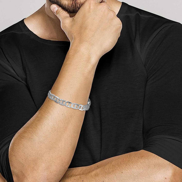 925 Sterling Silver Mariner Link Chain Heavy Bracelet for Men and Boys