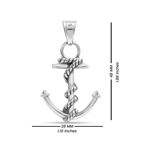 925 Sterling Silver Anchor Pendant for Men and Boys