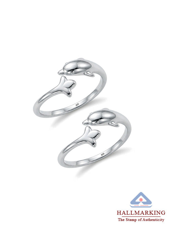 Sea Spirit Dolphin Inbuilt Silver Toe Ring