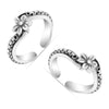 925 Sterling Silver Oxidized Flower Design Toe Ring for Women