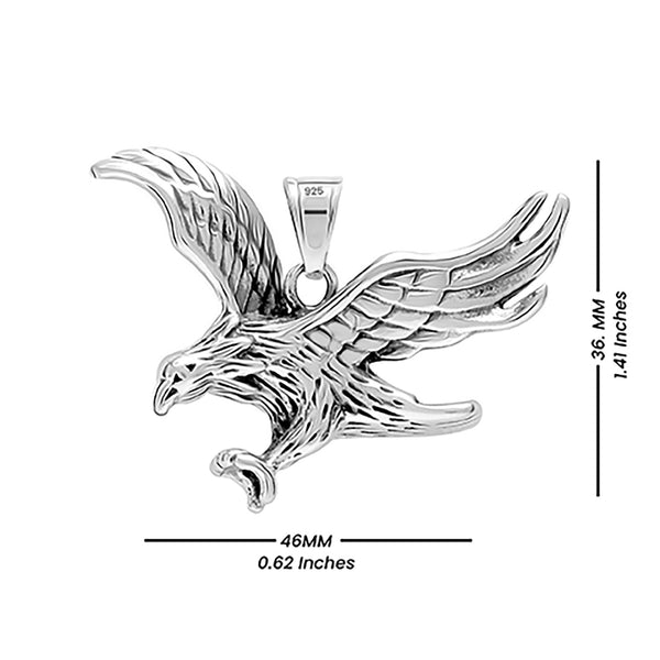 925 Sterling Silver Antique Flying Eagle Pendant for Men and Boys